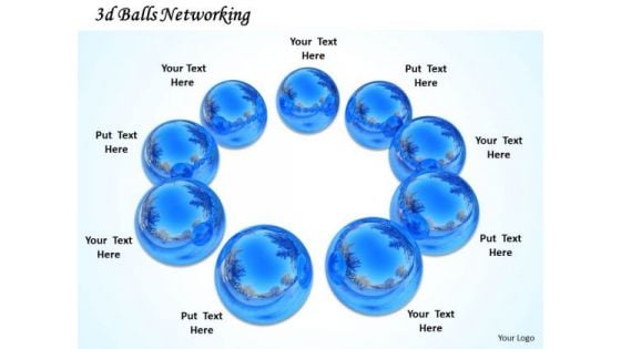 Stock Photo Blue Crystal Balls In Circle Teamwork PowerPoint Slide