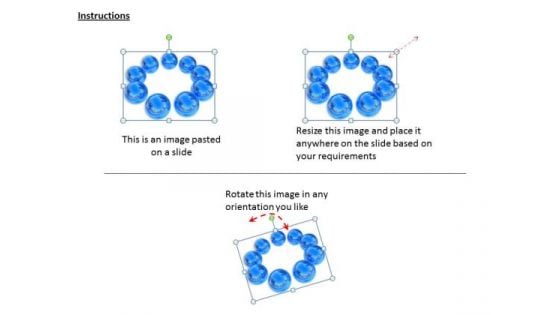 Stock Photo Blue Crystal Balls In Circle Teamwork PowerPoint Slide