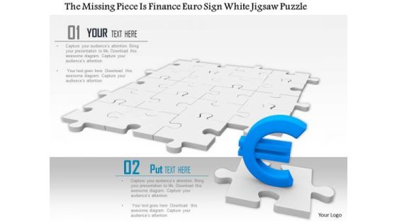 Stock Photo Blue Euro Symbol On Puzzle Piece Pwerpoint Slide