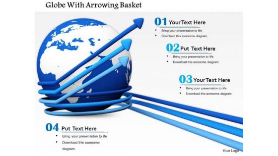 Stock Photo Blue Globe With Directional Arrows PowerPoint Slide Stock Photo Blue Globe With Directional Arrows PowerPoint Slide