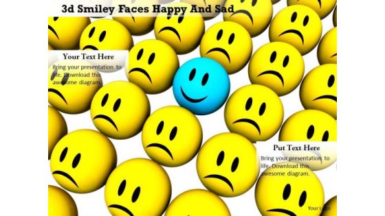 Stock Photo Blue Happy Smiley With Yellow Sad Face PowerPoint Slide