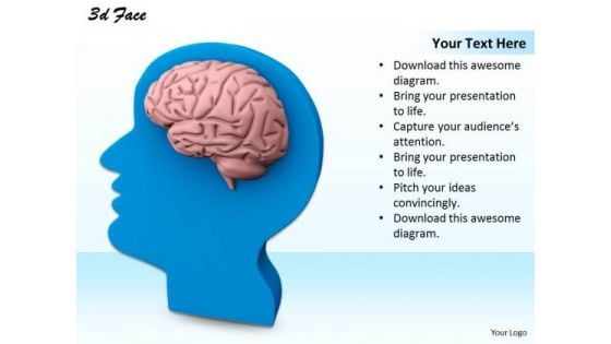 Stock Photo Blue Human Face With Brain PowerPoint Slide