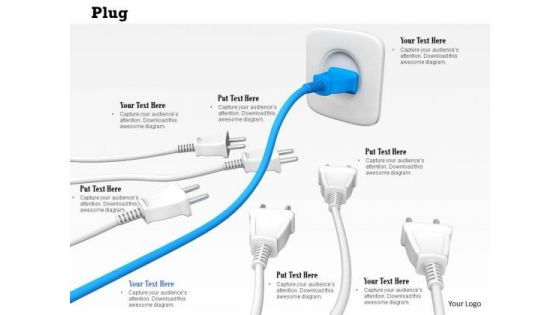 Stock Photo Blue Plug Leading White Plugs PowerPoint Slide