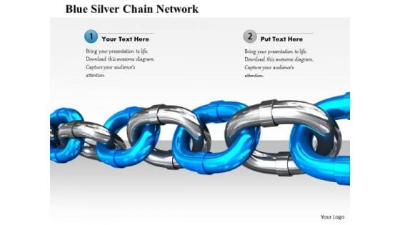 Stock Photo Blue Silver Chain Network PowerPoint Slide
