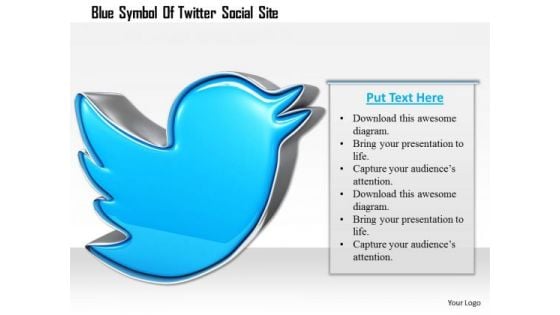 Stock Photo Blue Symbol Of Twitter Social Site PowerPoint Slide