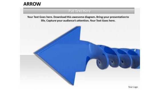 Stock Photo Blue Twisted Arrow For Growth PowerPoint Slide