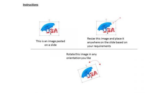 Stock Photo Blue Umbrella Over Usa Flag Print Text PowerPoint Slide