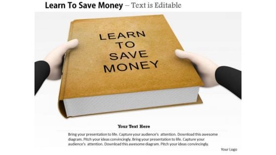 Stock Photo Book On Learn To Save Money PowerPoint Slide