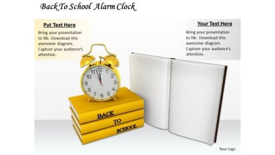 Stock Photo Books And Alarm Clock For Back To School PowerPoint Slide