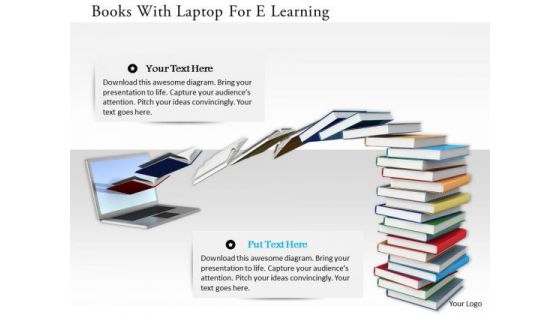 Stock Photo Books With Laptop For E Learning PowerPoint Slide