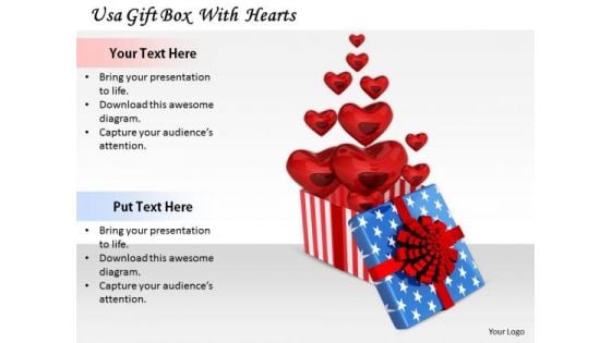 Stock Photo Business Concepts Usa Gift Box With Hearts Images