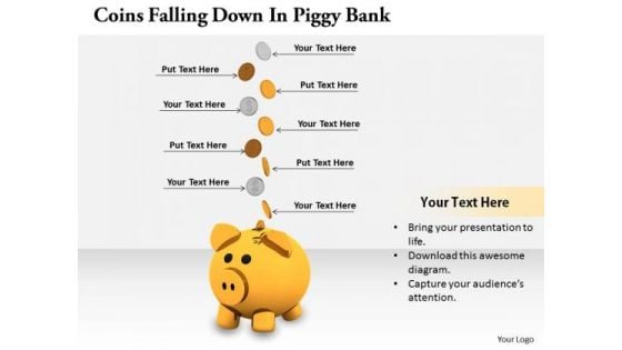 Stock Photo Business Growth Strategy Coins Falling Down Piggy Bank Pictures Images