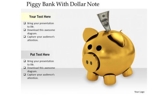 Stock Photo Business Level Strategy Definition Piggy Bank With Dollar Note Clipart