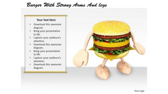 Stock Photo Business Strategy Consultant Burger With Strong Arms And Legs Clipart