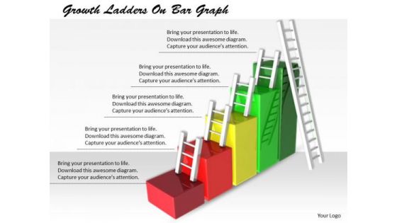 Stock Photo Business Strategy Review Growth Ladders On Bar Graph Icons