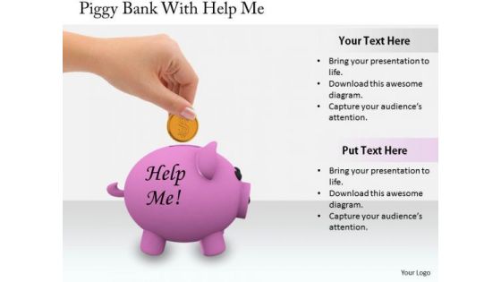 Stock Photo Business Strategy Review Piggy Bank With Help Me Stock Images