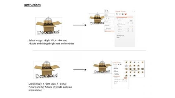 Stock Photo Card Board Download Arrow Icon PowerPoint Slide