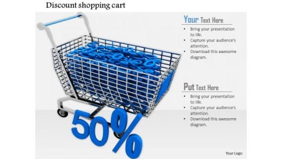 Stock Photo Cart Full With Discount Symbols PowerPoint Slide