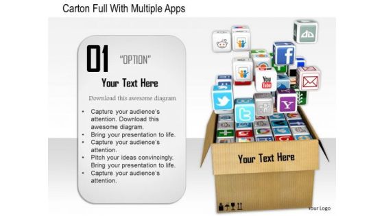 Stock Photo Carton Full With Multiple Apps PowerPoint Slide