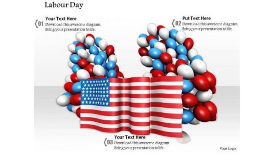 Stock Photo Celebration Of Labor Day With Balloons And Flag PowerPoint Slide