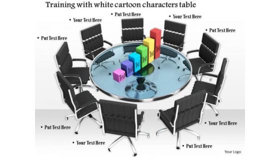 Stock Photo Chairs Around Table With Bar Graph PowerPoint Slide