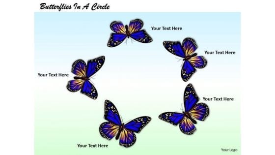 Stock Photo Circle Of Beautiful Butterflies PowerPoint Slide