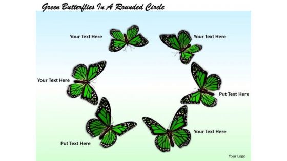 Stock Photo Circle Of Beautiful Green Butterflies PowerPoint Slide