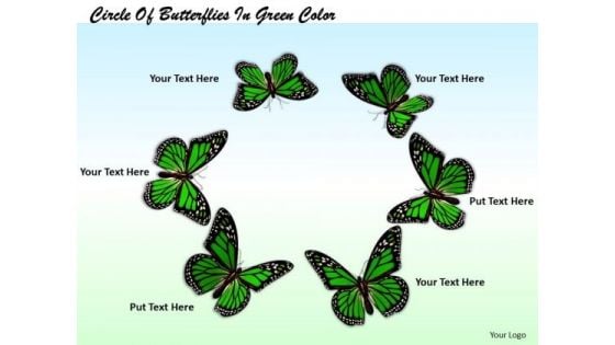 Stock Photo Circle Of Butterflies In Green Color PowerPoint Template