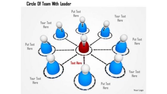 Stock Photo Circle Of Team With Leader PowerPoint Slide