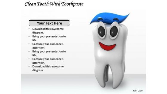 Stock Photo Clean Tooth With Toothpaste Ppt Template