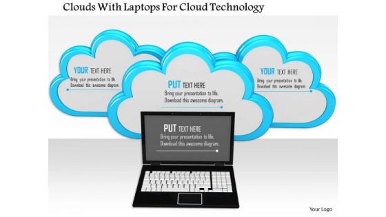 Stock Photo Clouds With Laptops For Cloud Technology PowerPoint Slide