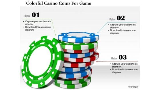 Stock Photo Colorful Casino Coins For Game PowerPoint Slide