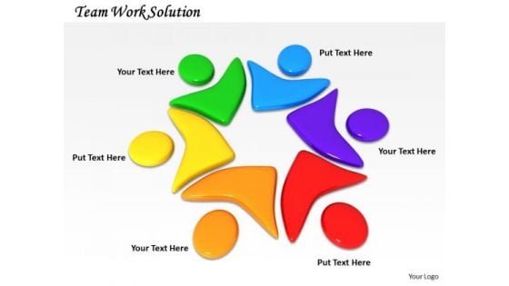 Stock Photo Colorful Human Icon For Team Work Pwerpoint Slide