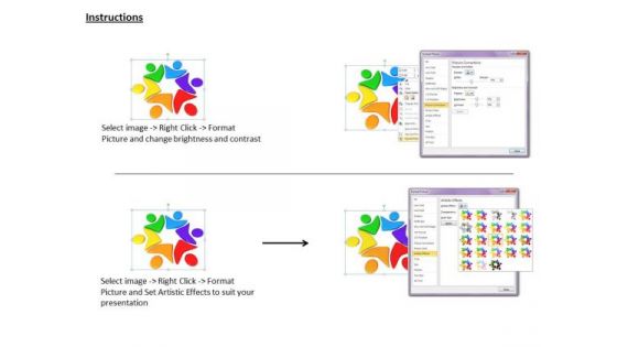 Stock Photo Colorful Human Icon For Team Work Pwerpoint Slide