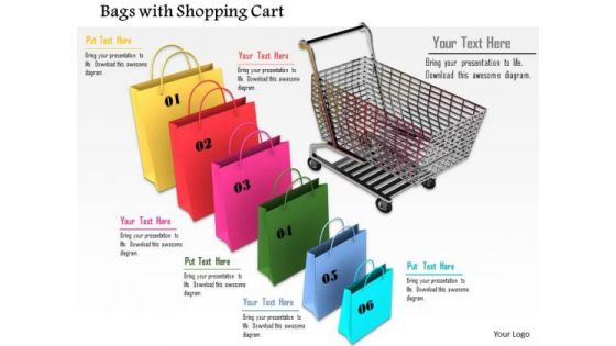 Stock Photo Colorful Shopping Bags With Cart PowerPoint Slide