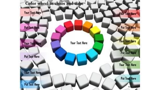 Stock Photo Colorful Wheel In Cube Chaos PowerPoint Slide