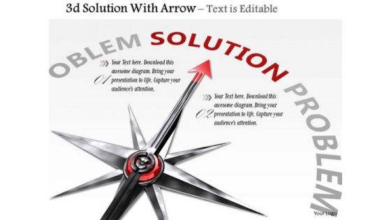 Stock Photo Compass Arrow Pointing At Solution PowerPoint Slide