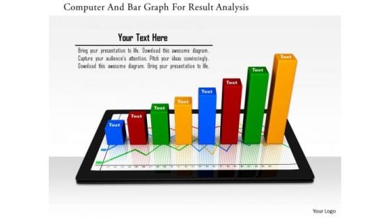 Stock Photo Computer And Bar Graph For Result Analysis PowerPoint Slide