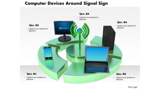 Stock Photo Computer Devices Smartphone Around Signal Sign PowerPoint Slide