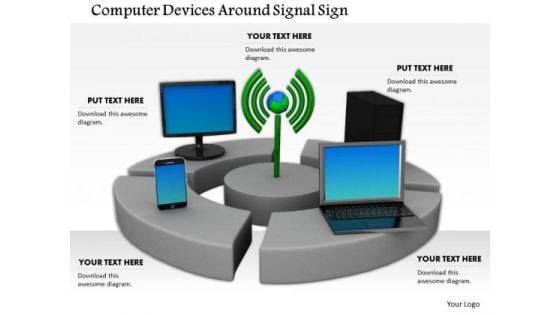 Stock Photo Computer Devices Smartphone Globe Signal Sign PowerPoint Slide