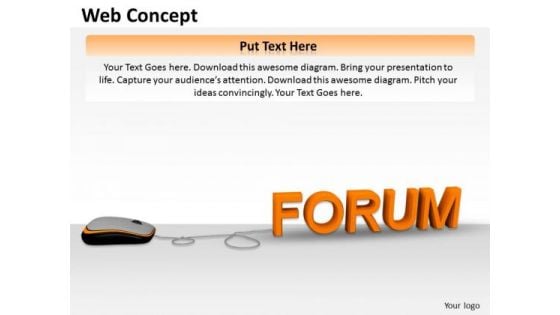 Stock Photo Computer Mouse Connected To Word Forum PowerPoint Slide