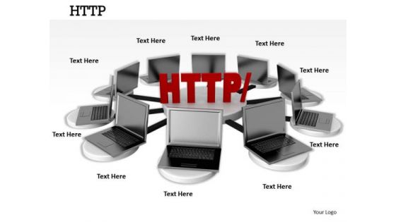 Stock Photo Connected Laptops With Term Http PowerPoint Slide