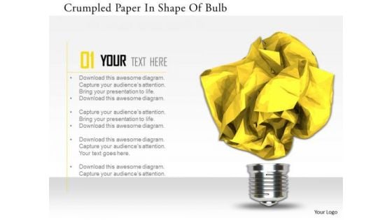Stock Photo Crumpled Paper In Shape Of Bulb PowerPoint Slide