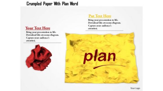 Stock Photo Crumpled Paper With Plan Word PowerPoint Slide