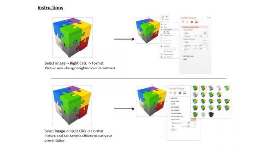 Stock Photo Cube With Multicolor Puzzles PowerPoint Slide