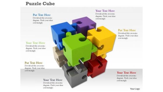 Stock Photo Cubes Of Colorful Puzzle Pieces PowerPoint Slide