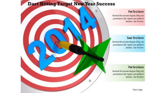 Stock Photo Dart Hitting Target New Year Success PowerPoint Slide