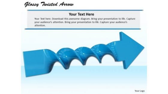 Stock Photo Design Of Blue Glossy Twisted Arrow PowerPoint Slide