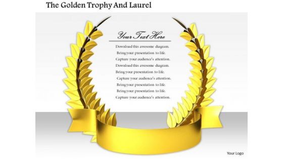 Stock Photo Design Of Golden Wreath Award Pwerpoint Slide