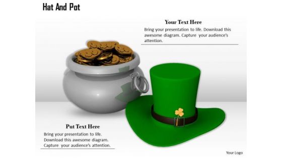 Stock Photo Design Of Money Pot With Hat PowerPoint Slide
